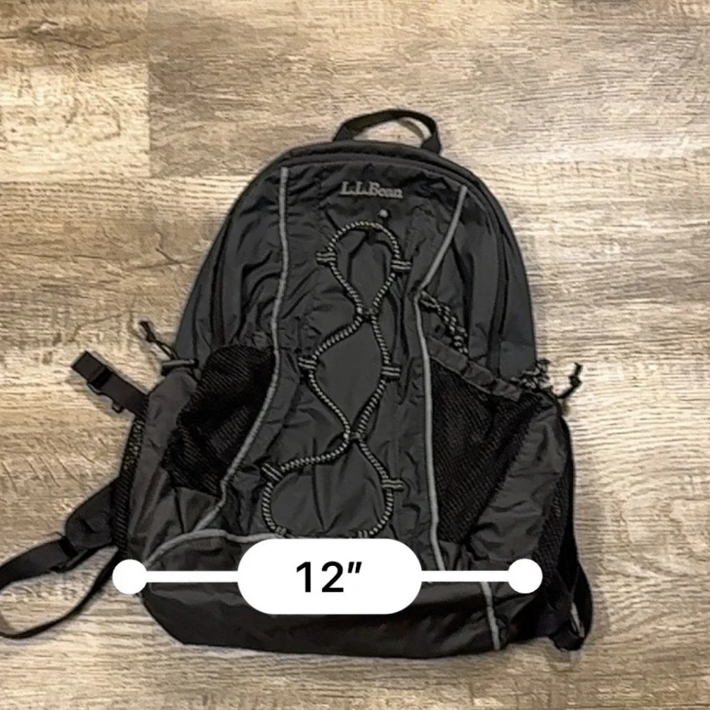 LL Bean Stowaway Daypack Black Ripstop Nylon Packable Hiking Backpack 0HWJ8